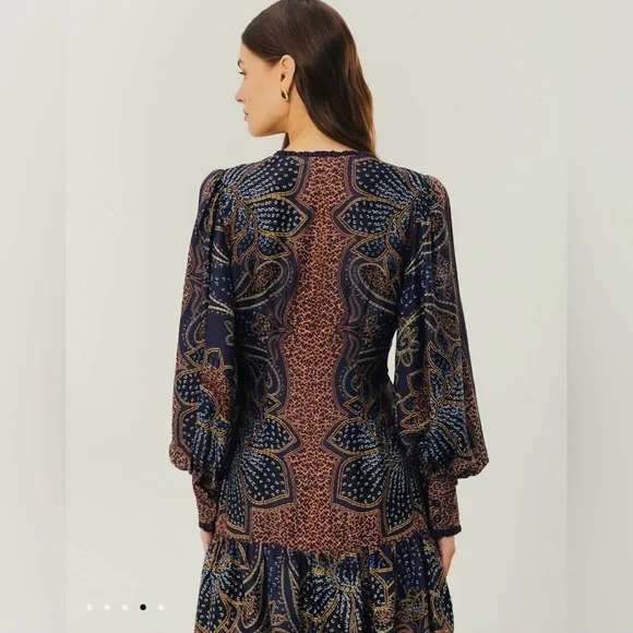 NWT FARM Rio Multicolor Paisley Long Sleeve Dress - Picture 2 of 9